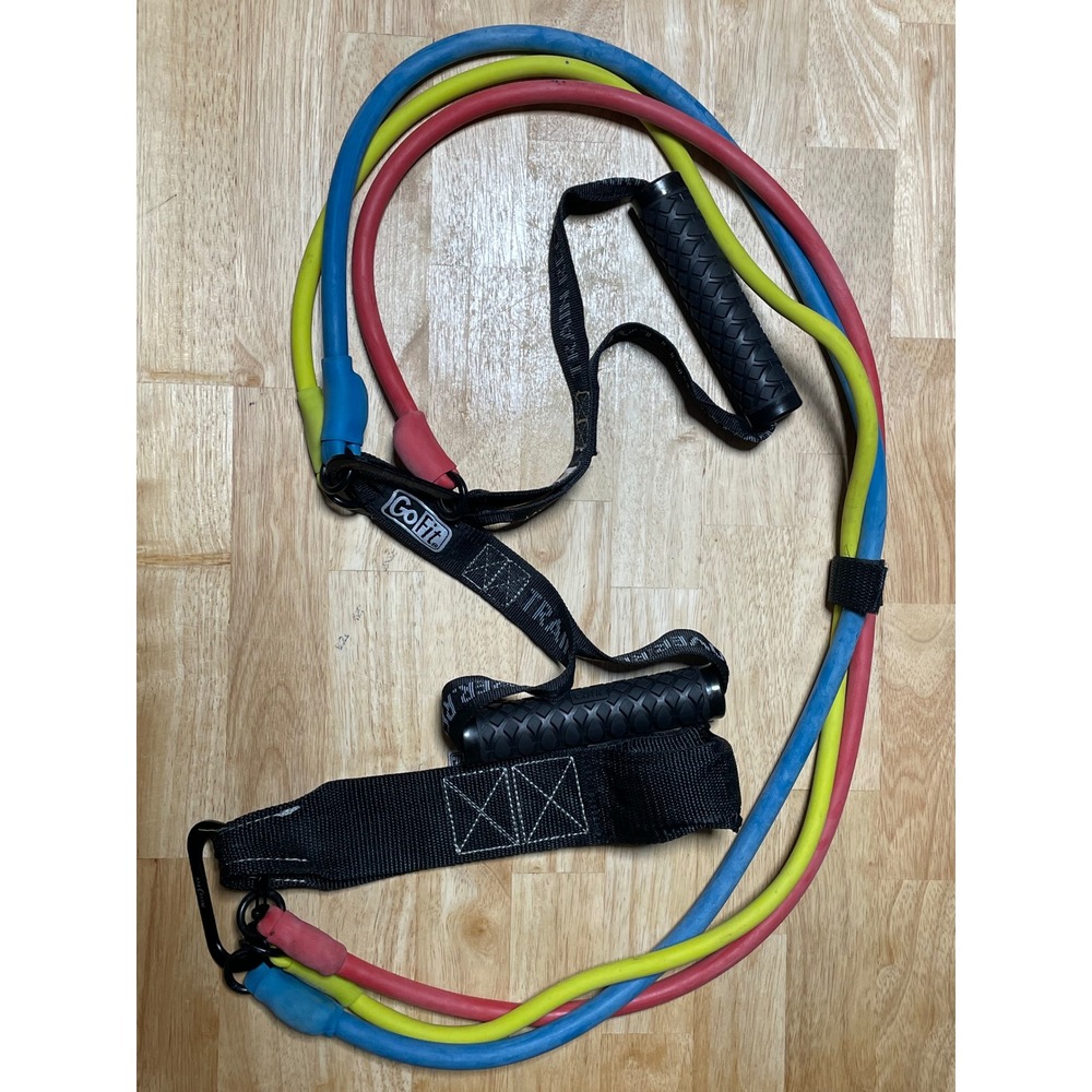 GoFit Resistance Bands Set Heavy Ultra Heavy Medium Handles Ankle Strap